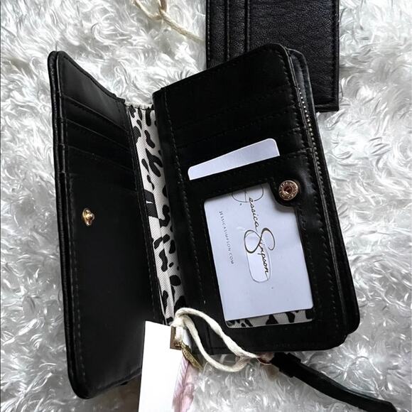Brand New Jessica Simpson Black Medium Open Flap Zip Around Wallet + Card Case - Picture 4 of 6